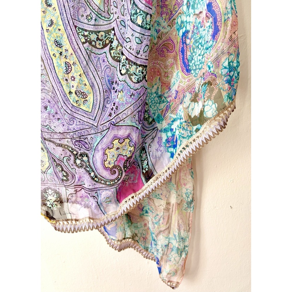 ETRO 100% Silk Scarf Made In Italy Paisley Multicolor Pastel - Picture 9 of 9